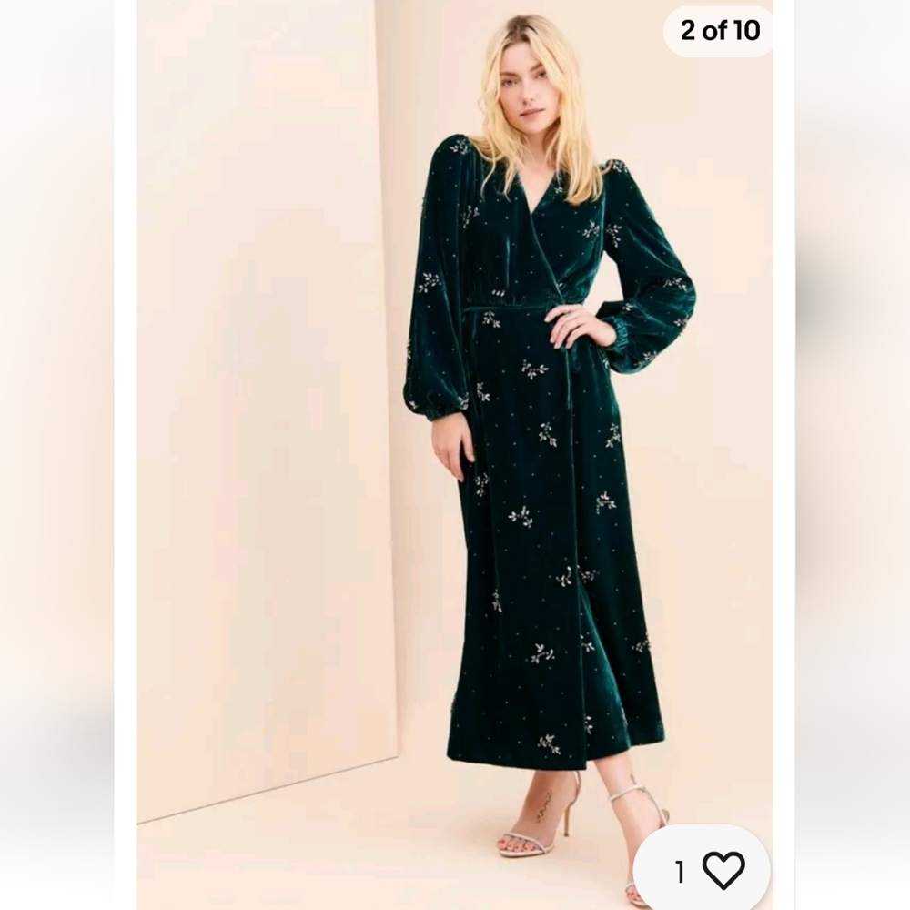 Divine heritage embellished velvet wrap dress - Picture 3 of 17